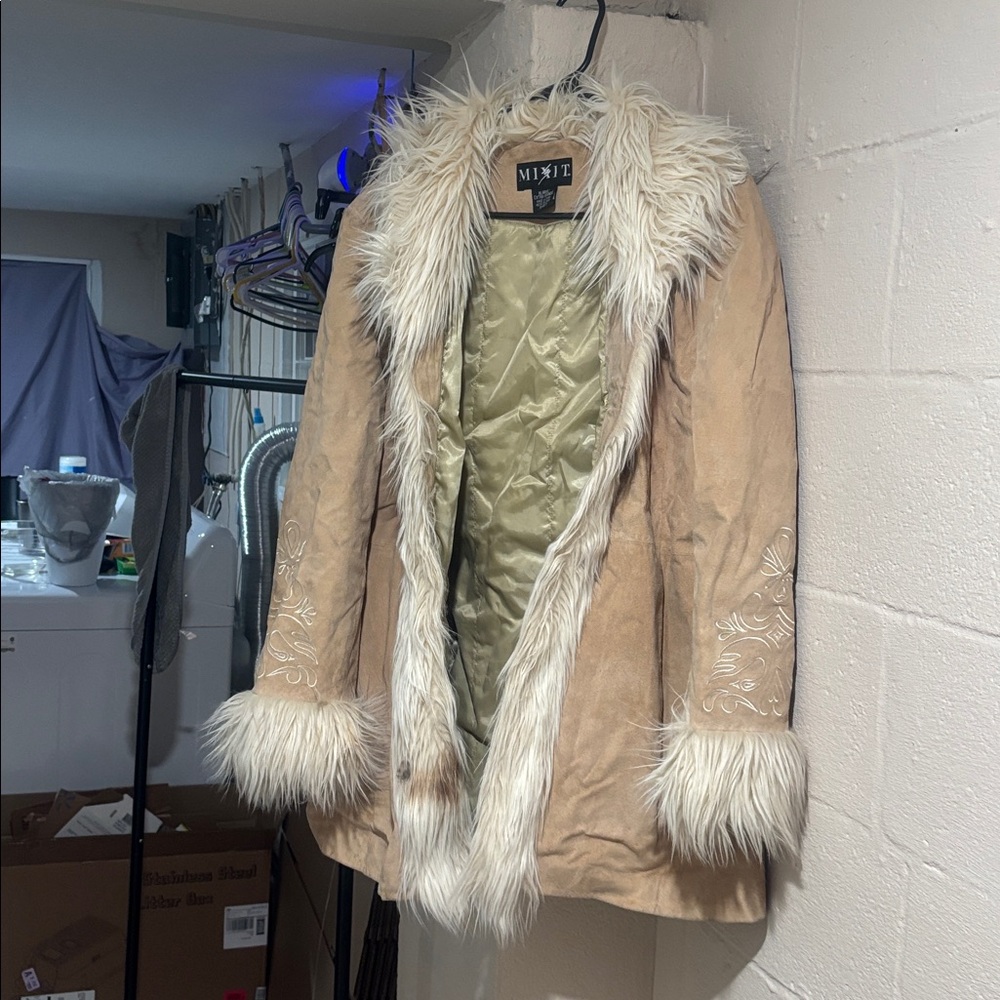 Vintage Genuine Suede leather Penny Lane Embroidered Coat